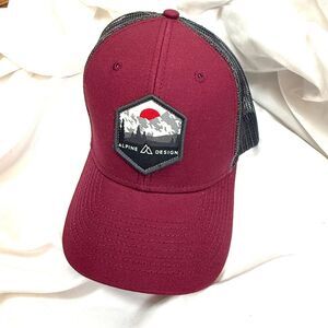 Alpine Design Men's AD M Patch Trucker Maroon Outdoor Hiking Gorpcore Camp